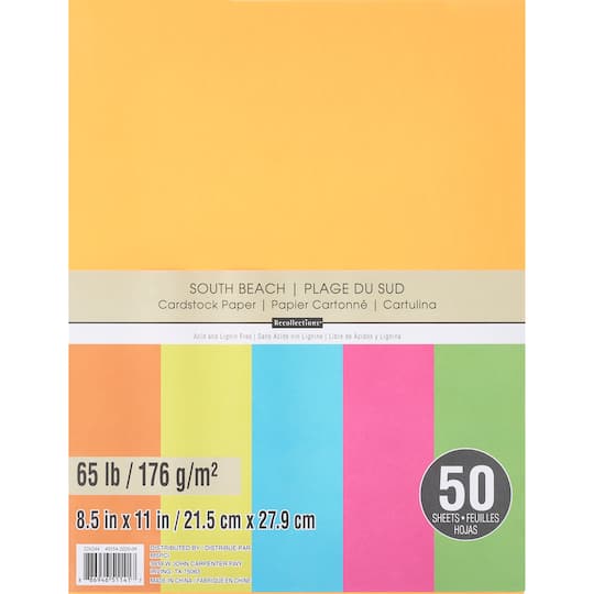 12 Packs: 50 ct. (600 total) South Beach 8.5" x 11" Cardstock Paper by Recollections™